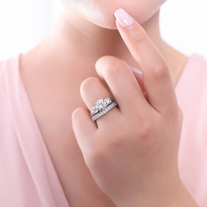 3-Stone 2.4ct CZ Ring Set in Sterling Silver