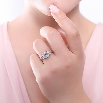 3-Stone 2.6ct Cushion CZ Ring Set in Sterling Silver
