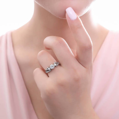 3-Stone Celtic Knot 0.8ct CZ Ring in Sterling Silver