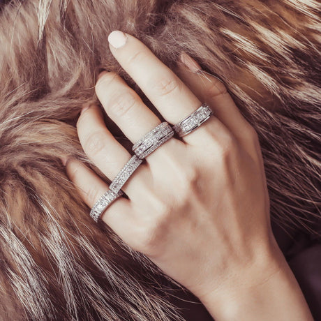 Image Contain: Model Wearing 5-Stone Half Eternity Ring, Eternity Ring, Half Eternity Ring