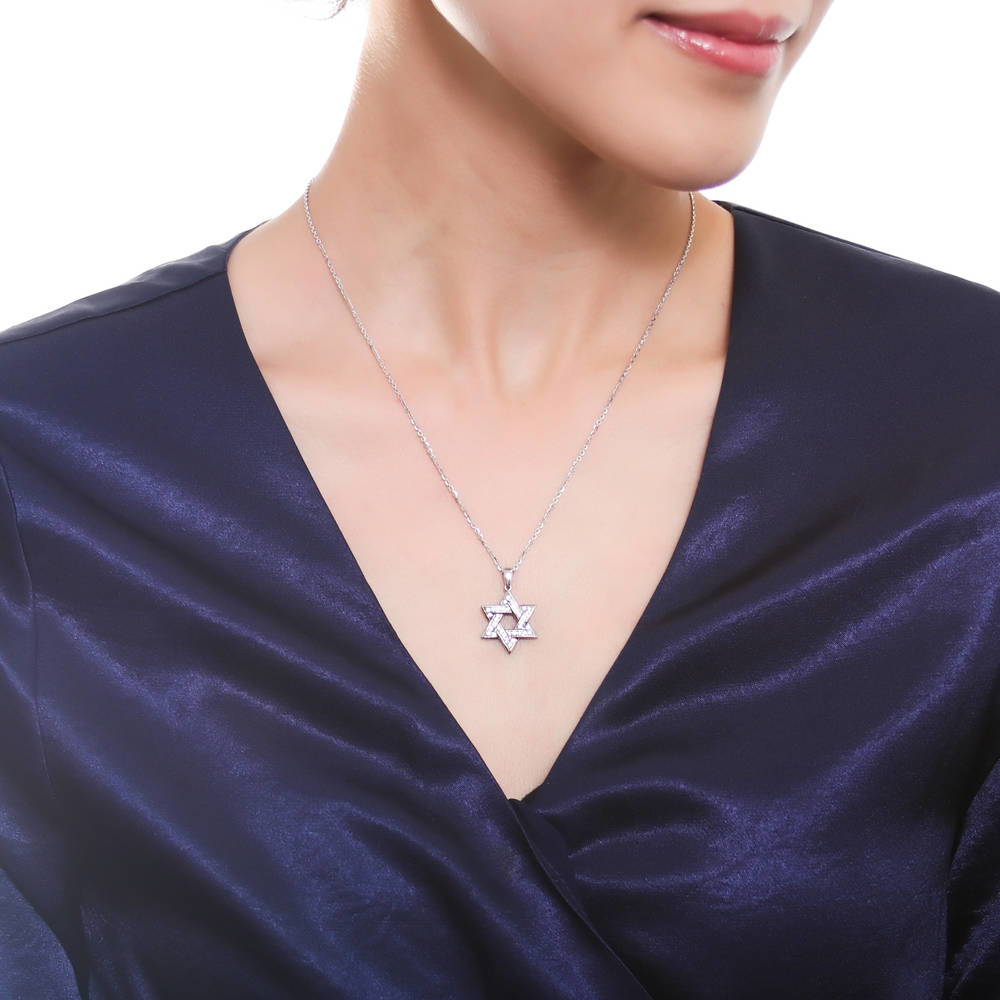 Star of David CZ Necklace in Sterling Silver