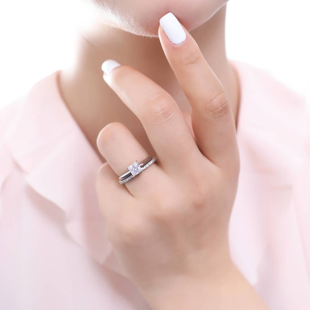 Pave CZ Eternity Ring in Sterling Silver