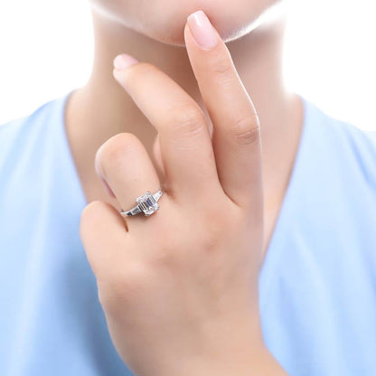 3-Stone Wishbone 7-Stone 2.1ct CZ Ring Set in Sterling Silver
