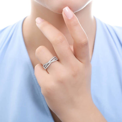 Woven CZ Ring in Sterling Silver