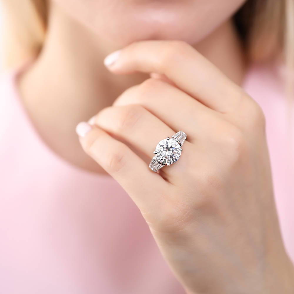 3-Stone 4.9ct CZ Ring in Sterling Silver