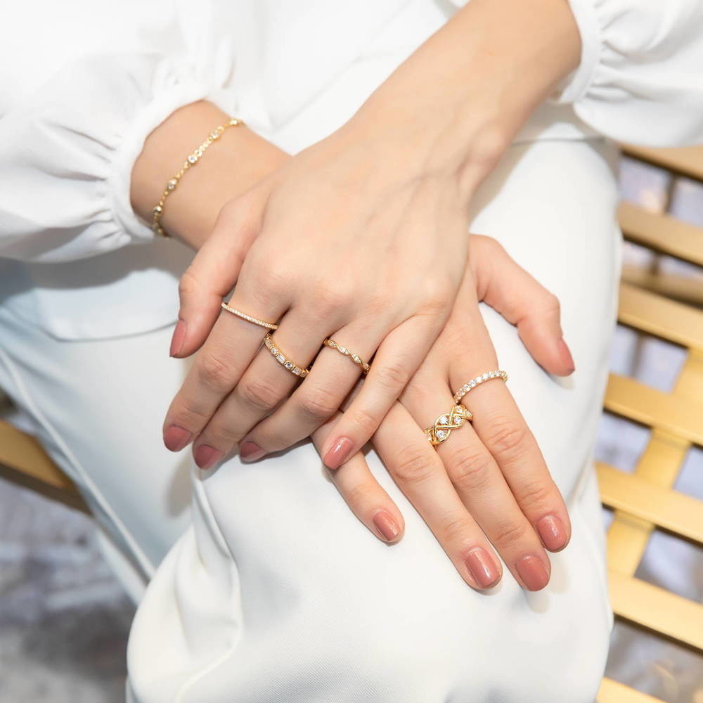 Pave CZ Eternity Ring in Gold Flashed Sterling Silver