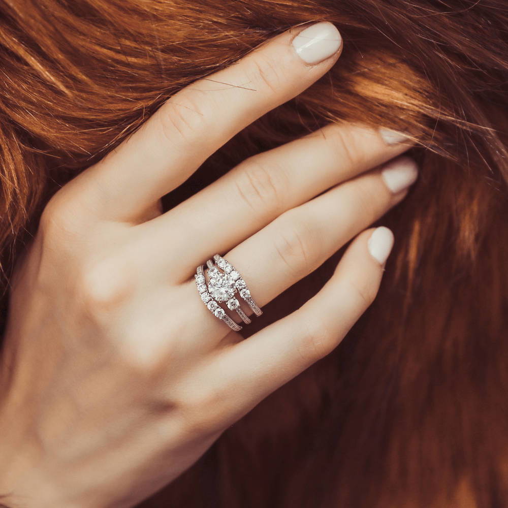 3-Stone 5-Stone 1.25ct CZ Ring Set in Sterling Silver