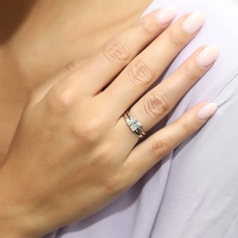 Model wearing Band in Sterling Silver, 16 of 19