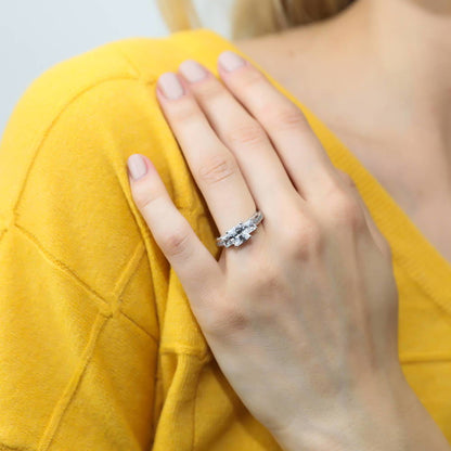 3-Stone 1.6ct Princess CZ Ring Set in Sterling Silver