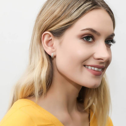 Dome CZ Huggie Earrings in Gold Flashed Sterling Silver, 2 Pairs