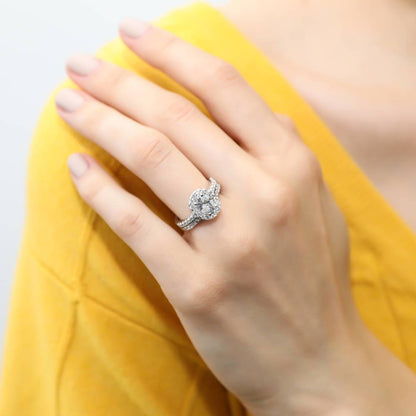 Halo Oval CZ Ring Set in Sterling Silver