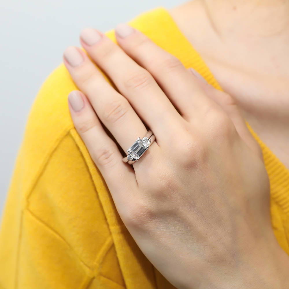 Model wearing Band in Sterling Silver, 15 of 19