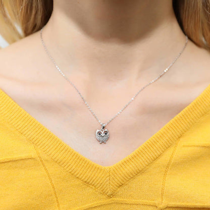 Owl CZ Necklace and Earrings in Sterling Silver