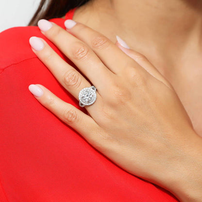 Halo CZ Split Shank Ring in Sterling Silver