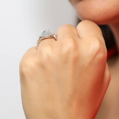Halo CZ Split Shank Ring in Sterling Silver