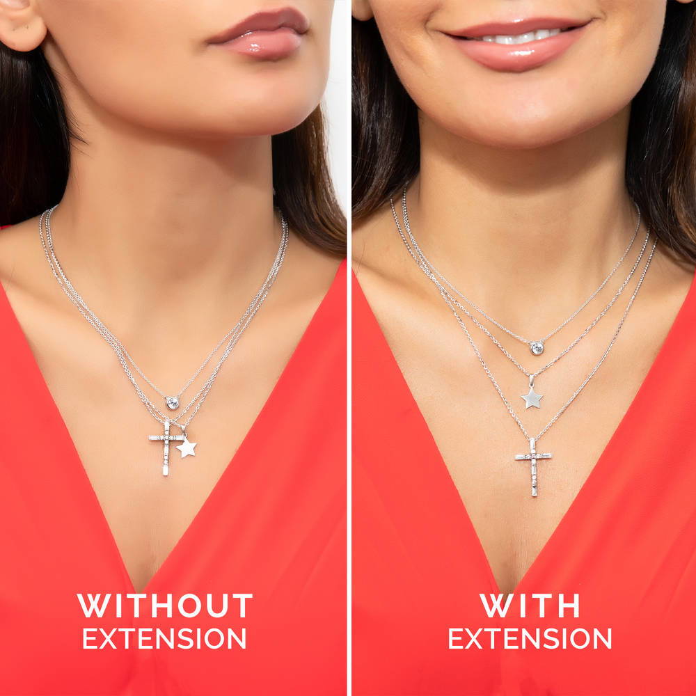 Model wearing Chain Extension Set in Sterling Silver, 6 of 9