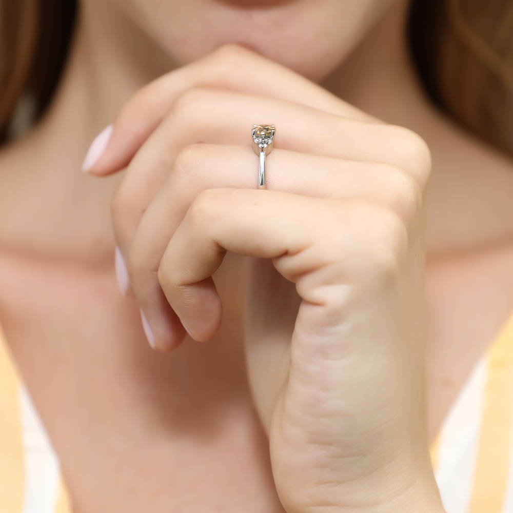 Solitaire 0.8ct Yellow CZ Ring in Sterling Silver