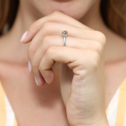 Solitaire 0.8ct Yellow CZ Ring in Sterling Silver