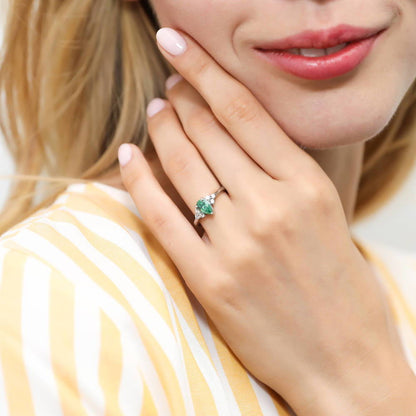 Solitaire 0.8ct Green Pear CZ Ring in Sterling Silver