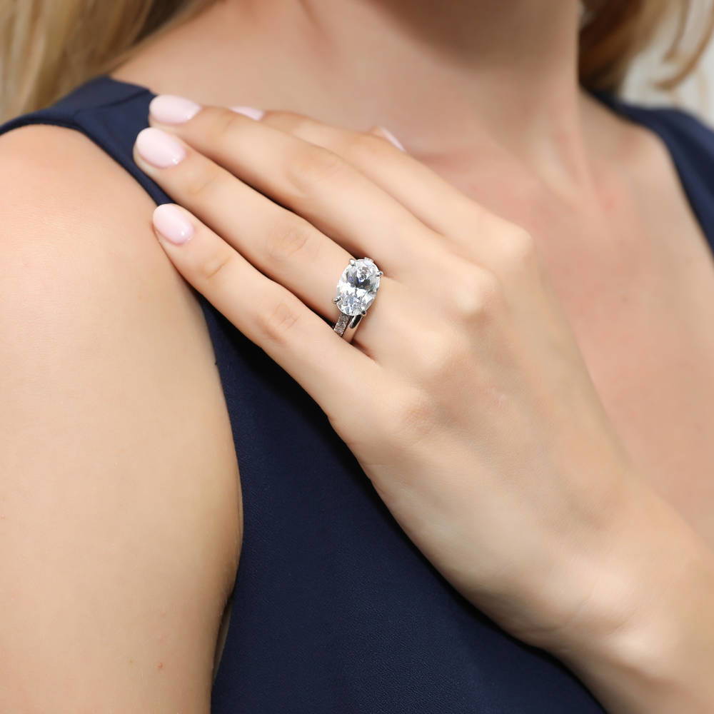 Model wearing Band in Sterling Silver, 14 of 19