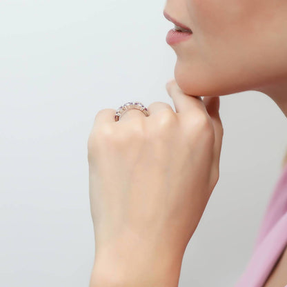 Flower Cluster Purple CZ Band in Sterling Silver