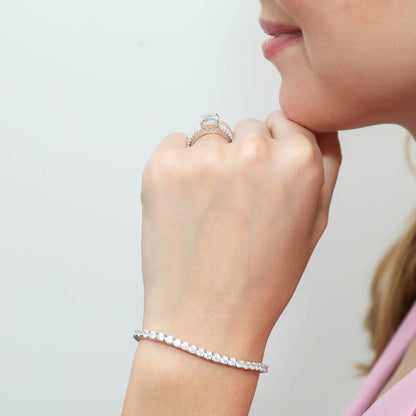 Solitaire Emerald Cut CZ Split Shank Ring in Sterling Silver