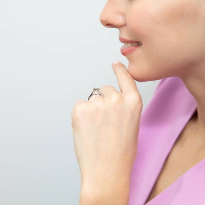 Solitaire Wishbone 1.2ct Princess CZ Ring Set in Sterling Silver