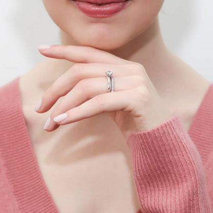 Solitaire 0.45ct CZ Ring Set in Sterling Silver