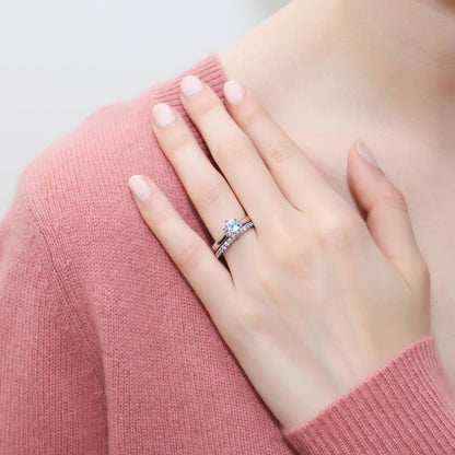 Solitaire 1ct CZ Ring Set in Sterling Silver