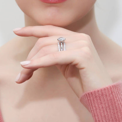 Solitaire 2ct CZ Ring Set in Sterling Silver