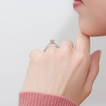 Solitaire 0.45ct CZ Ring Set in Sterling Silver