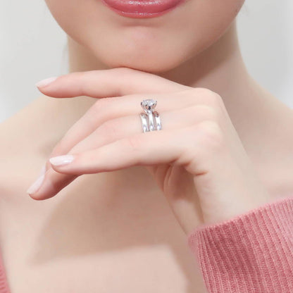 Solitaire 1ct CZ Ring Set in Sterling Silver