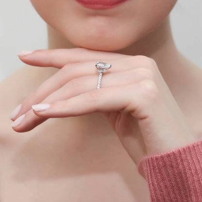 Solitaire Hidden Halo 1.8ct Pear CZ Ring Set in Sterling Silver