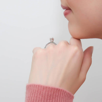 Solitaire Hidden Halo 1.8ct Pear CZ Ring Set in Sterling Silver