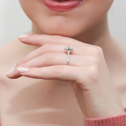 Halo Cushion CZ Ring Set in Sterling Silver