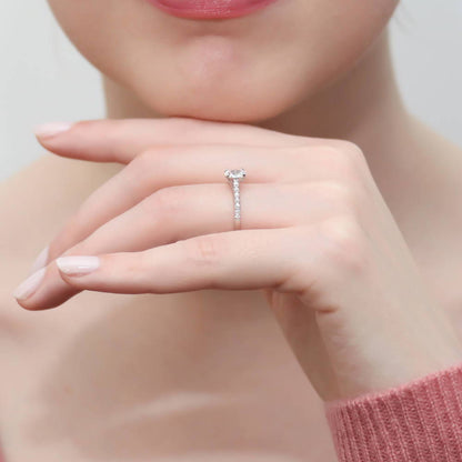 Solitaire 0.4ct Oval CZ Ring in Sterling Silver