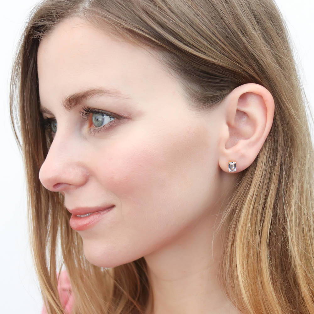Solitaire 2ct CZ Stud Earrings in Gold Flashed Sterling Silver