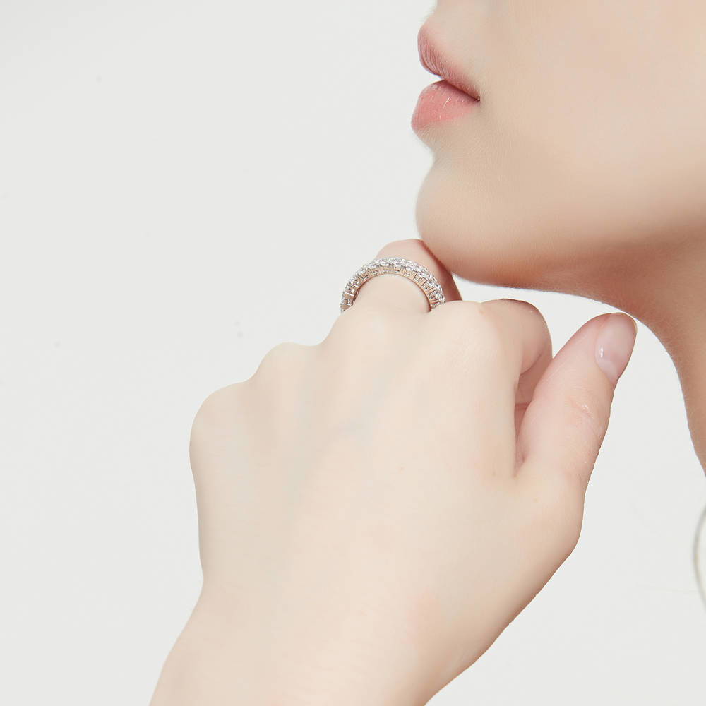 Pave CZ Eternity Ring in Sterling Silver