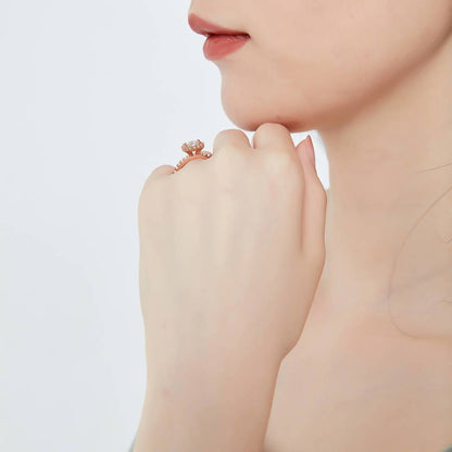 Halo CZ Ring in Rose Gold Plated Sterling Silver