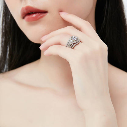 3-Stone Wishbone 1.25ct CZ Ring Set in Sterling Silver