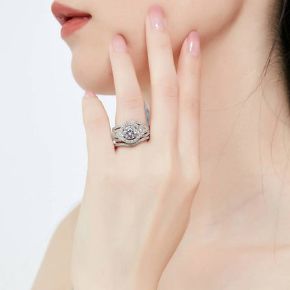 3-Stone Wishbone 1.25ct CZ Ring Set in Sterling Silver