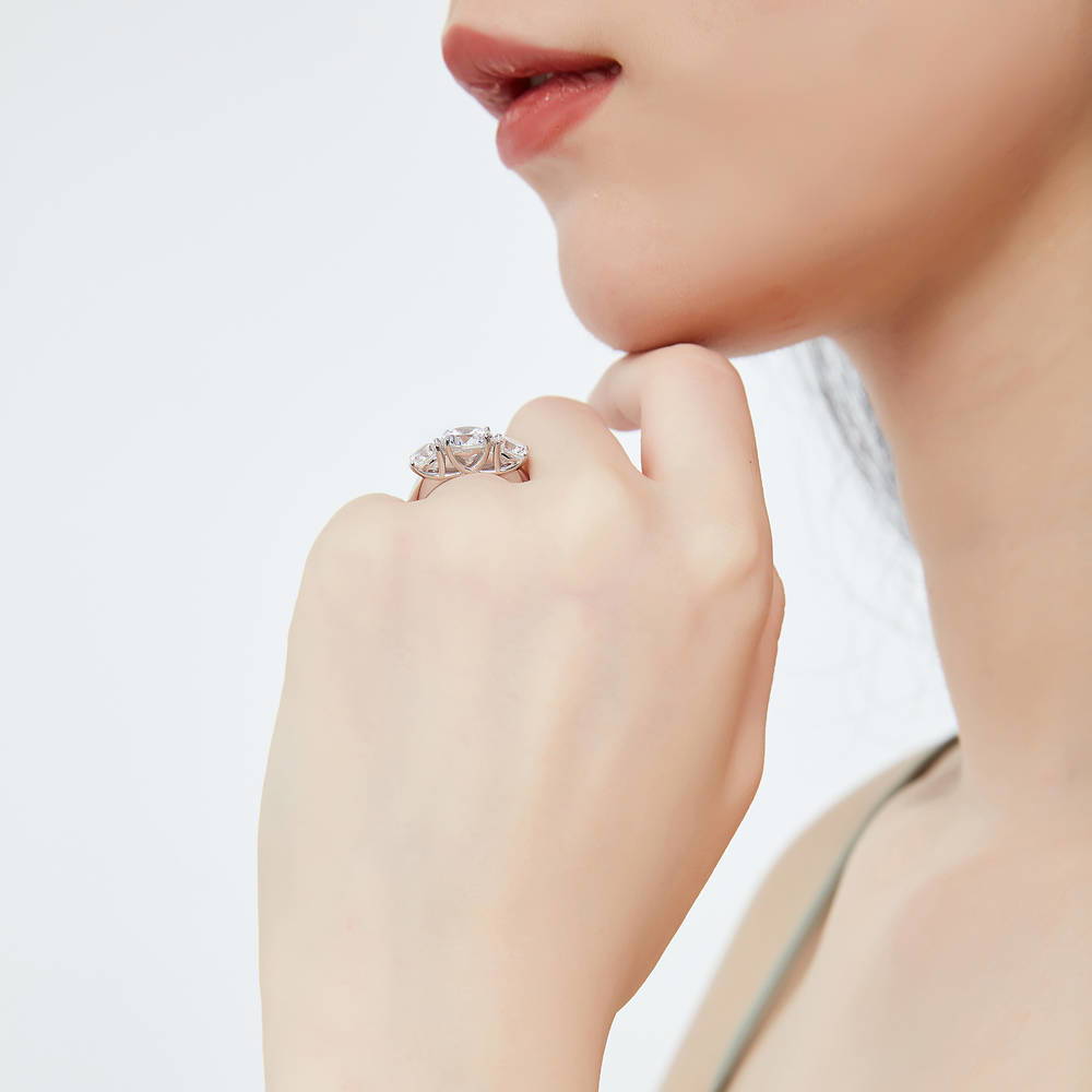 3-Stone Infinity Criss Cross 2ct CZ Ring Set in Sterling Silver