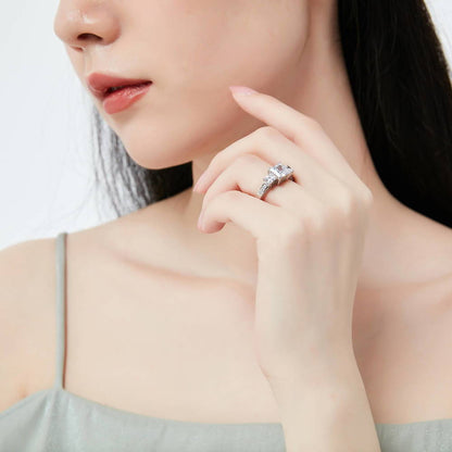 3-Stone 2ct Princess CZ Ring Set in Sterling Silver