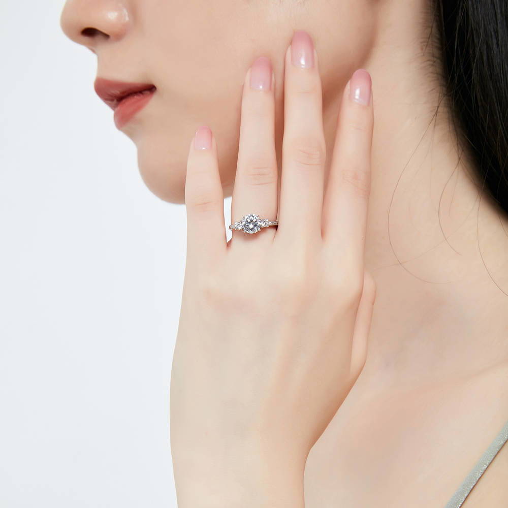 3-Stone 5-Stone 1.25ct CZ Ring Set in Sterling Silver