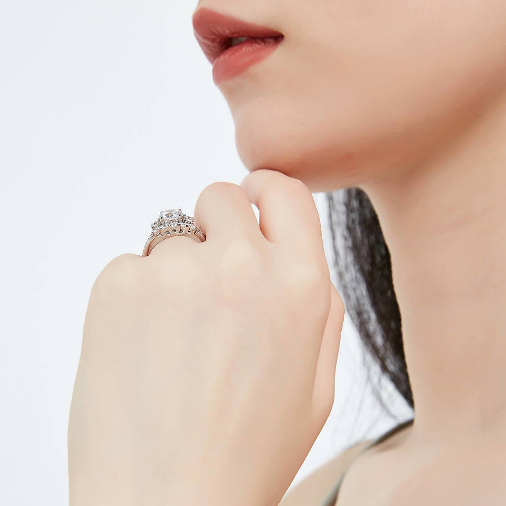 3-Stone 5-Stone 1.25ct CZ Ring Set in Sterling Silver