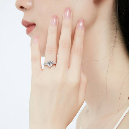 Solitaire Heart 1.7ct Heart CZ Ring in Sterling Silver