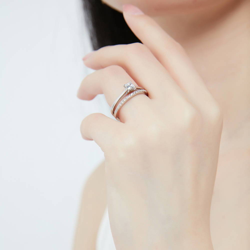 Solitaire 0.4ct Princess CZ Ring in Sterling Silver