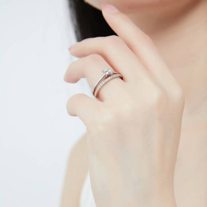 Solitaire 0.4ct Princess CZ Ring in Sterling Silver