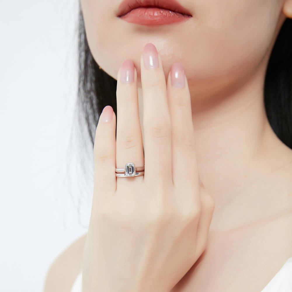 Model wearing Band in Sterling Silver, 13 of 19