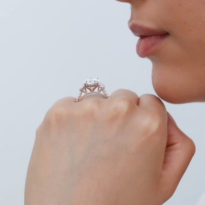 3-Stone 5.5ct Oval CZ Ring Set in Sterling Silver